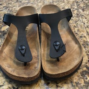 Birkenstock size 40 black sandals worn 5x